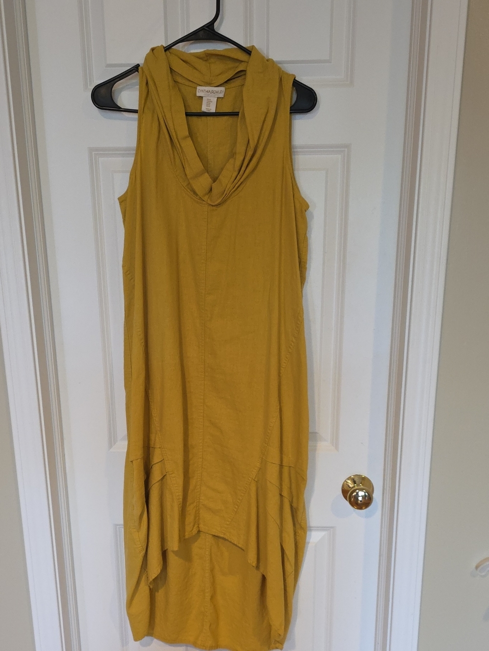 Cynthia Rowley Mustard Sleeveless Cowl-Neck Midi Dress